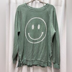 Altar'd State Green and White Crew Neck Sweater/sweatshirt size S